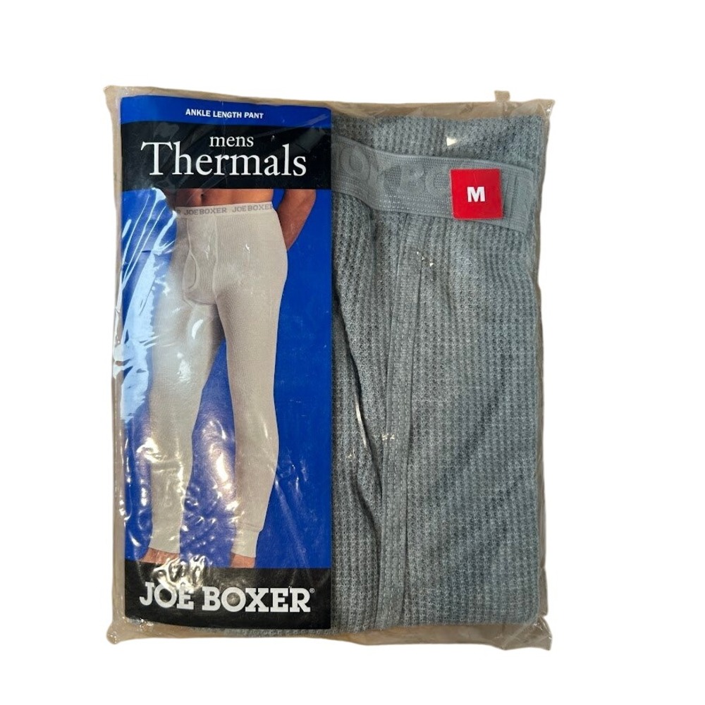 Joe Boxer Mens Thermal Pants Waffle Knit Long Johns Gray Ankle Length Medium‎